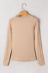 Lace Trim Sweetheart Neck Ruched Front Long Sleeve Top